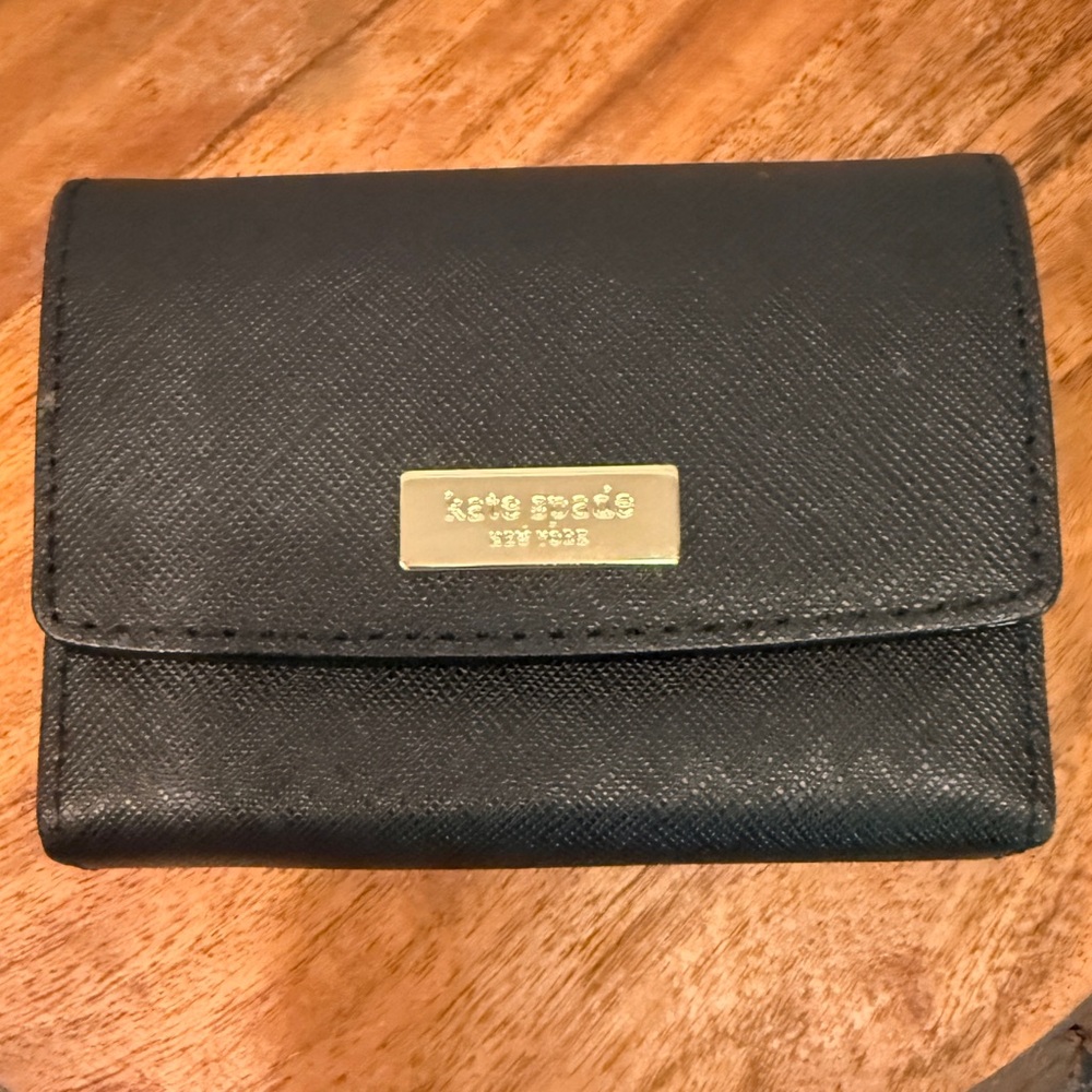 Kate Spade Black Card Wallet gold accent